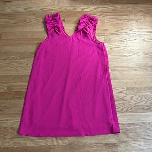 NWT All The Frills Sleeveless ruffled hot pink mini dress